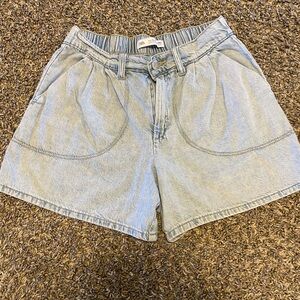 Zara Light Blue Denim Shorts with Elastic Back